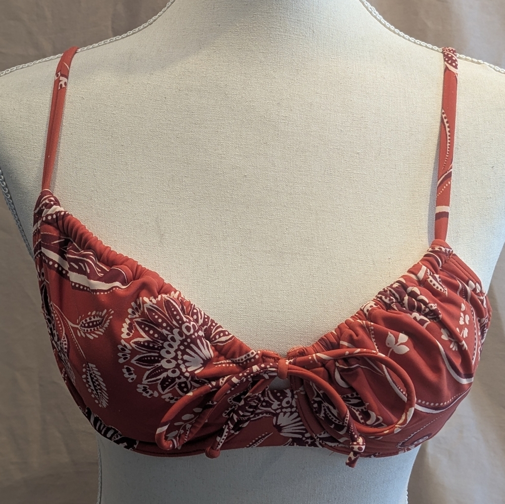 Red Floral Bikini Top